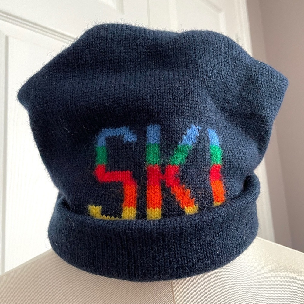 Vintage SKI Wool Toque Beanie in Navy Blue - O/S, Unisex 🌈